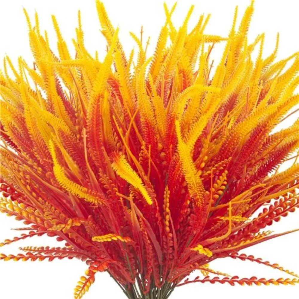 10 Bundles Artificial Fall Flowers for Outdoors Fake Plants UV Resistant Plastic